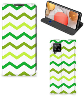 B2Ctelecom Leuk Telefoonhoesje Samsung Galaxy A42 Bookcase Zigzag Groen