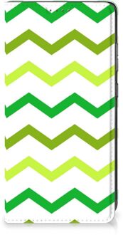 B2Ctelecom Leuk Telefoonhoesje Samsung Galaxy A52 Bookcase Zigzag Groen