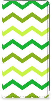 B2Ctelecom Leuk Telefoonhoesje Samsung Galaxy A71 Bookcase Zigzag Groen