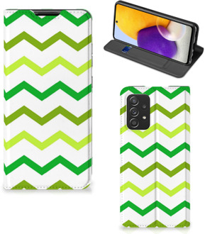 B2Ctelecom Leuk Telefoonhoesje Samsung Galaxy A72 (5G/4G) Bookcase Zigzag Groen