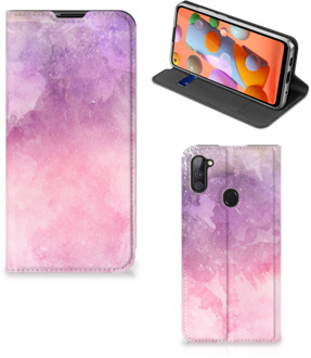 B2Ctelecom Leuk Telefoonhoesje Samsung Galaxy M11 | A11 Bookcase Cover Pink Purple Paint