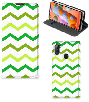 B2Ctelecom Leuk Telefoonhoesje Samsung Galaxy M11 | A11 Bookcase Zigzag Groen