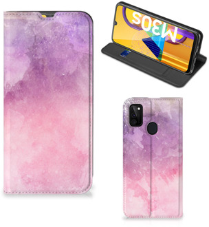 B2Ctelecom Leuk Telefoonhoesje Samsung Galaxy M21 Bookcase Cover Pink Purple Paint