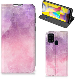 B2Ctelecom Leuk Telefoonhoesje Samsung Galaxy M31 Bookcase Cover Pink Purple Paint