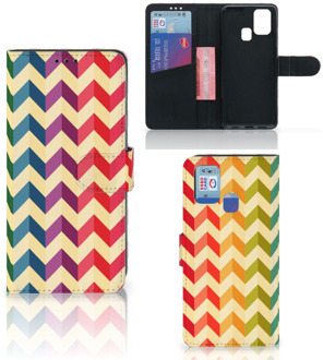 B2Ctelecom Leuk Telefoonhoesje Samsung Galaxy M31 Smartphone Hoesje Zigzag Color