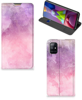 B2Ctelecom Leuk Telefoonhoesje Samsung Galaxy M51 Bookcase Cover Pink Purple Paint