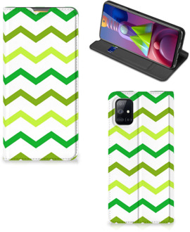 B2Ctelecom Leuk Telefoonhoesje Samsung Galaxy M51 Bookcase Zigzag Groen