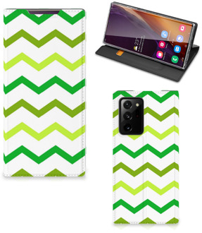 B2Ctelecom Leuk Telefoonhoesje Samsung Galaxy Note 20 Ultra Bookcase Zigzag Groen