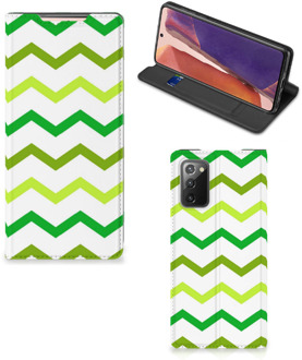 B2Ctelecom Leuk Telefoonhoesje Samsung Galaxy Note20 Bookcase Zigzag Groen