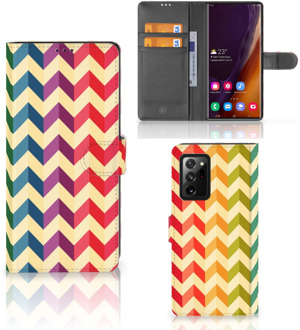 B2Ctelecom Leuk Telefoonhoesje Samsung Galaxy Note20 Ultra Smartphone Hoesje Zigzag Color