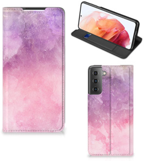 B2Ctelecom Leuk Telefoonhoesje Samsung Galaxy S21 Bookcase Cover Pink Purple Paint