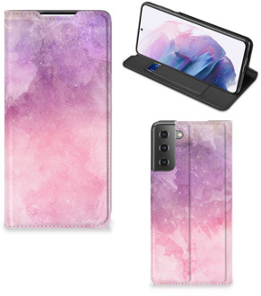 B2Ctelecom Leuk Telefoonhoesje Samsung Galaxy S21 Plus Bookcase Cover Pink Purple Paint