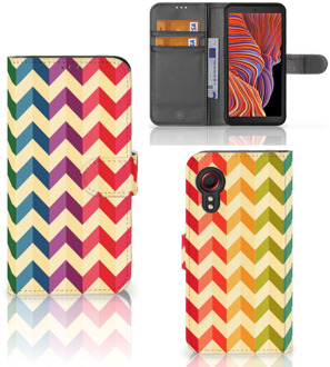 B2Ctelecom Leuk Telefoonhoesje Samsung Galaxy Xcover 5 Smartphone Hoesje Zigzag Color