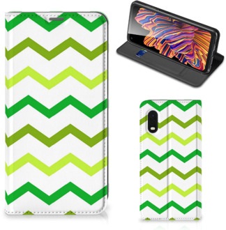 B2Ctelecom Leuk Telefoonhoesje Samsung Xcover Pro Bookcase Zigzag Groen