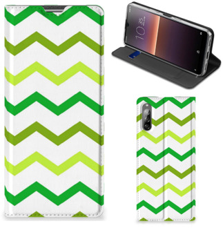 B2Ctelecom Leuk Telefoonhoesje Sony Xperia L4 Bookcase Zigzag Groen