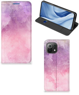 B2Ctelecom Leuk Telefoonhoesje Xiaomi Mi 11 Lite Bookcase Cover Pink Purple Paint