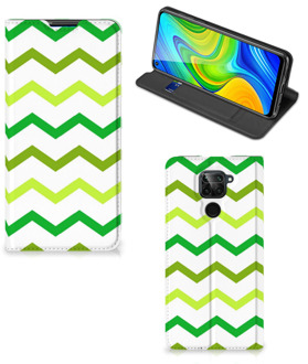 B2Ctelecom Leuk Telefoonhoesje Xiaomi Redmi Note 9 Bookcase Zigzag Groen