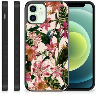 B2Ctelecom Leuk TPU Back Case iPhone 12 Mini Telefoon Hoesje met Zwarte rand Bloemen