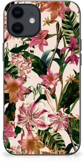 B2Ctelecom Leuk TPU Back Case iPhone 12 Pro | 12 (6.1") Telefoon Hoesje met Zwarte rand Bloemen