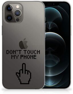 B2Ctelecom Leuk TPU Back Case iPhone 12 Pro Max Hoesje Finger Don't Touch My Phone