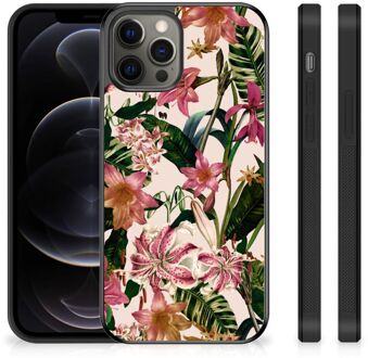 B2Ctelecom Leuk TPU Back Case iPhone 12 Pro Max Telefoon Hoesje met Zwarte rand Bloemen