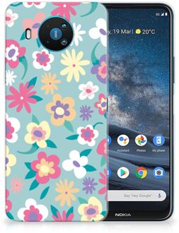 B2Ctelecom Leuk TPU Back Case Nokia 8.3 GSM Hoesje met Tekst Flower Power