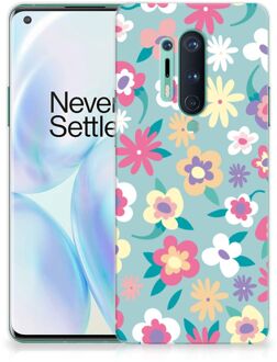 B2Ctelecom Leuk TPU Back Case OnePlus 8 Pro GSM Hoesje met Tekst Flower Power