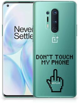 B2Ctelecom Leuk TPU Back Case OnePlus 8 Pro Hoesje Finger Don't Touch My Phone