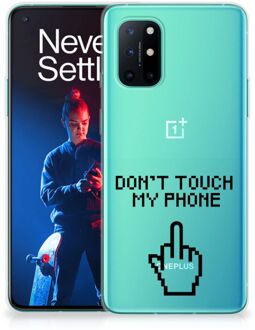 B2Ctelecom Leuk TPU Back Case OnePlus 8T Hoesje Finger Don't Touch My Phone