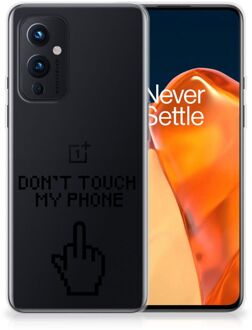 B2Ctelecom Leuk TPU Back Case OnePlus 9 Hoesje Finger Don't Touch My Phone