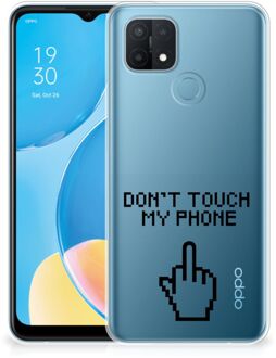 B2Ctelecom Leuk TPU Back Case OPPO A15 Hoesje Finger Don't Touch My Phone