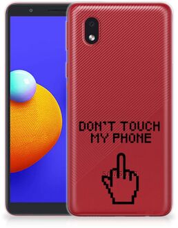 B2Ctelecom Leuk TPU Back Case Samsung Galaxy A01 Core Hoesje Finger Don't Touch My Phone