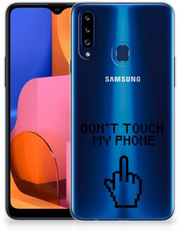 B2Ctelecom Leuk TPU Back Case Samsung Galaxy A20s Hoesje Finger Don't Touch My Phone