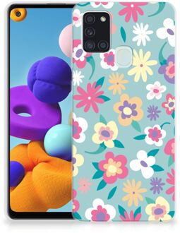 B2Ctelecom Leuk TPU Back Case Samsung Galaxy A21s GSM Hoesje met Tekst Flower Power