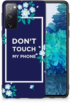 B2Ctelecom Leuk TPU Back Case Samsung Galaxy S20 Telefoon Hoesje met Zwarte rand Flowers Blue Don't Touch My Phone