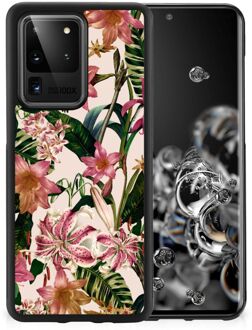 B2Ctelecom Leuk TPU Back Case Samsung Galaxy S20 Ultra Telefoon Hoesje met Zwarte rand Bloemen