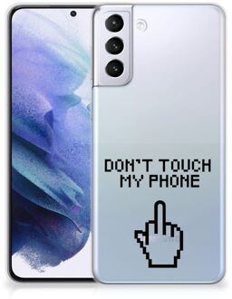 B2Ctelecom Leuk TPU Back Case Samsung Galaxy S21 Plus Hoesje Finger Don't Touch My Phone