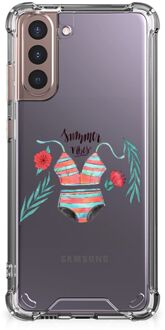 B2Ctelecom Leuk TPU Back Case Samsung Galaxy S21 Plus Telefoonhoesje  met doorzichtige rand Boho Summer