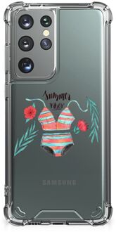 B2Ctelecom Leuk TPU Back Case Samsung Galaxy S21 Ultra Telefoonhoesje  met doorzichtige rand Boho Summer