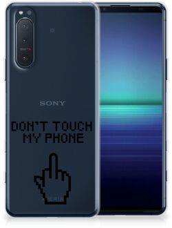 B2Ctelecom Leuk TPU Back Case Sony Xperia 5II Hoesje Finger Don't Touch My Phone