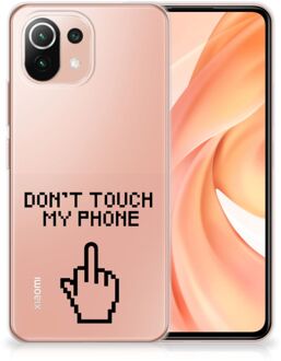 B2Ctelecom Leuk TPU Back Case Xiaomi Mi 11 Lite Hoesje Finger Don't Touch My Phone