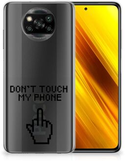 B2Ctelecom Leuk TPU Back Case Xiaomi Poco X3 Hoesje Finger Don't Touch My Phone