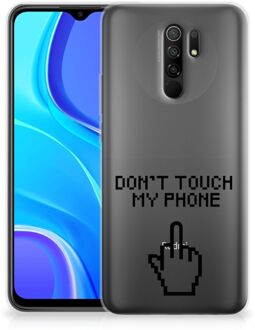 B2Ctelecom Leuk TPU Back Case Xiaomi Redmi 9 Hoesje Finger Don't Touch My Phone