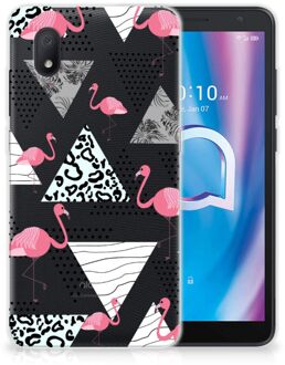 B2Ctelecom Leuk TPU Back Cover Alcatel 1B (2020) GSM Hoesje Doorzichtig Flamingo Triangle