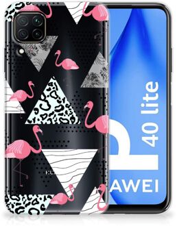 B2Ctelecom Leuk TPU Back Cover Huawei P40 Lite GSM Hoesje Doorzichtig Flamingo Triangle