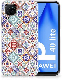 B2Ctelecom Leuk TPU Back Cover Huawei P40 Lite Hoesje Tegels Kleur