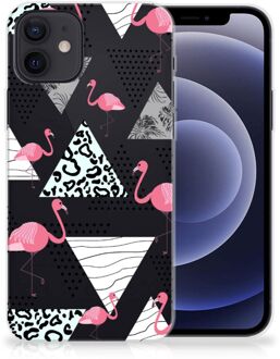 B2Ctelecom Leuk TPU Back Cover iPhone 12 | 12 Pro (6.1") GSM Hoesje Doorzichtig Flamingo Triangle