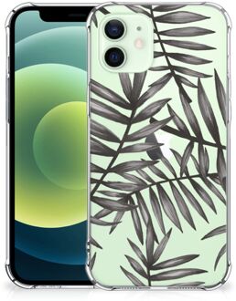 B2Ctelecom Leuk TPU Back Cover iPhone 12 Mini Telefoonhoesje  met doorzichtige rand Leaves Grey