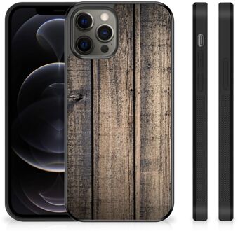 B2Ctelecom Leuk TPU Back Cover iPhone 12 Pro Max Telefoon Hoesje met Zwarte rand Steigerhout