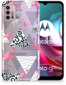 B2Ctelecom Leuk TPU Back Cover Motorola Moto G30 | G10 GSM Hoesje Doorzichtig Flamingo Triangle